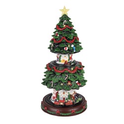 Clayre & Eef Weihnachtsdekoration mit LED-Beleuchtung und Musik Weihnachtsbaum Ø 24x46 cm / 3xAA Grün Kunststoff