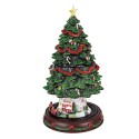 Clayre & Eef Weihnachtsdekoration mit LED-Beleuchtung und Musik Weihnachtsbaum Ø 24x46 cm / 3xAA Grün Kunststoff