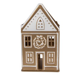 Clayre & Eef Teelichthalter Haus 12x11x22 cm Goldfarbig Metall