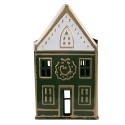 Clayre & Eef Teelichthalter Haus 14x12x25 cm Grün Metall