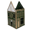 Clayre & Eef Teelichthalter Haus 14x12x25 cm Grün Metall