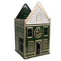 Clayre & Eef Teelichthalter Haus 14x12x25 cm Grün Metall