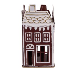 Clayre & Eef Teelichthalter Haus 12x12x22 cm Rot Metall