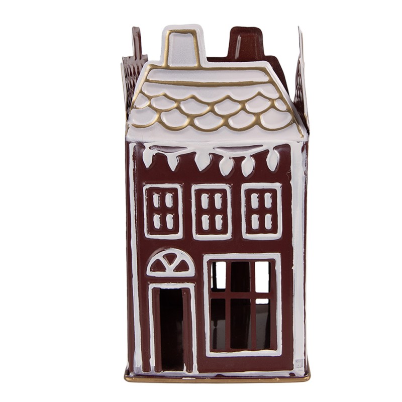 Clayre & Eef Teelichthalter Haus 12x12x22 cm Rot Metall