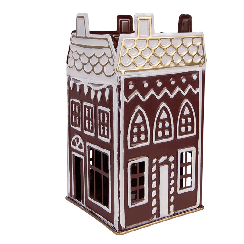 Clayre & Eef Teelichthalter Haus 12x12x22 cm Rot Metall