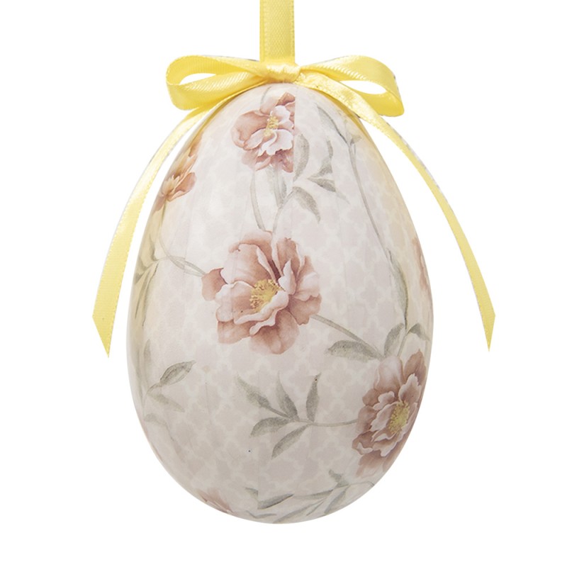 Clayre & Eef Easter ornament set of 6 Egg Ø 7x10 cm Multiple Plastic