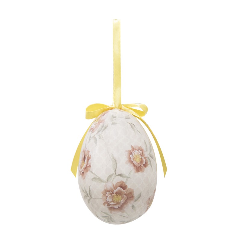 Clayre & Eef Easter ornament set of 6 Egg Ø 7x10 cm Multiple Plastic