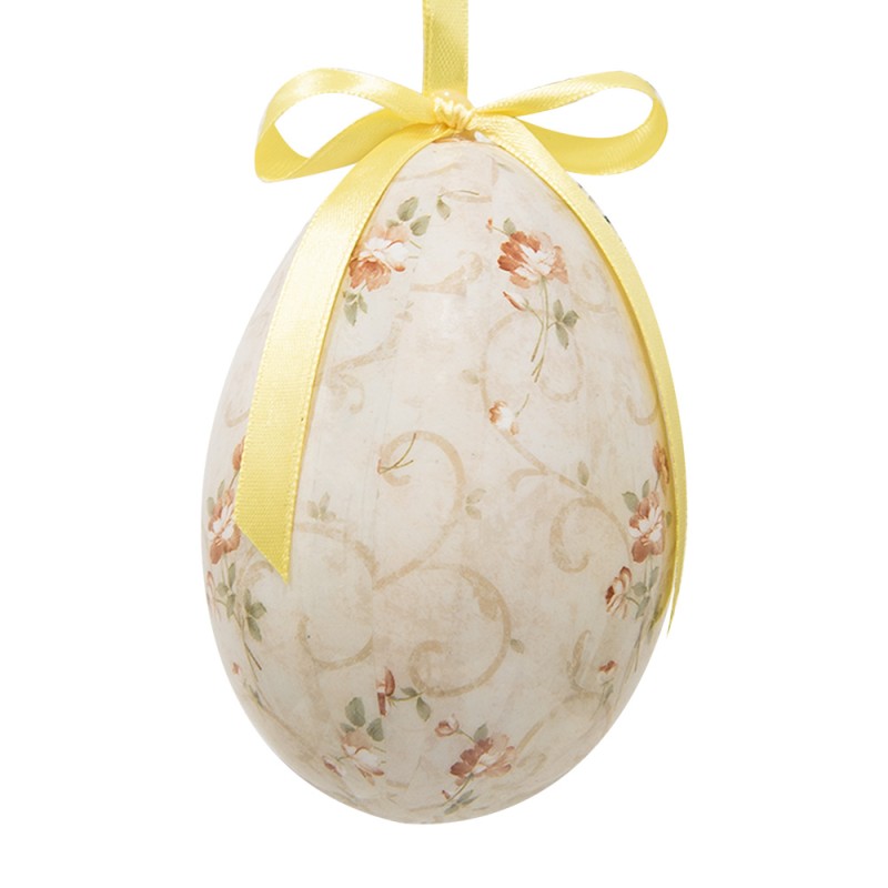 Clayre & Eef Easter ornament set of 6 Egg Ø 7x10 cm Multiple Plastic