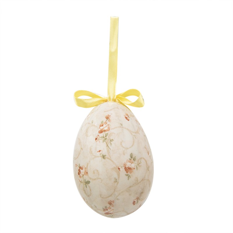 Clayre & Eef Easter ornament set of 6 Egg Ø 7x10 cm Multiple Plastic