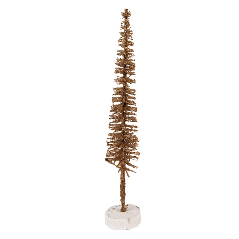 Clayre & Eef Décoration de Noël Image Sapin de Noël Ø 5x25 cm Marron Bois