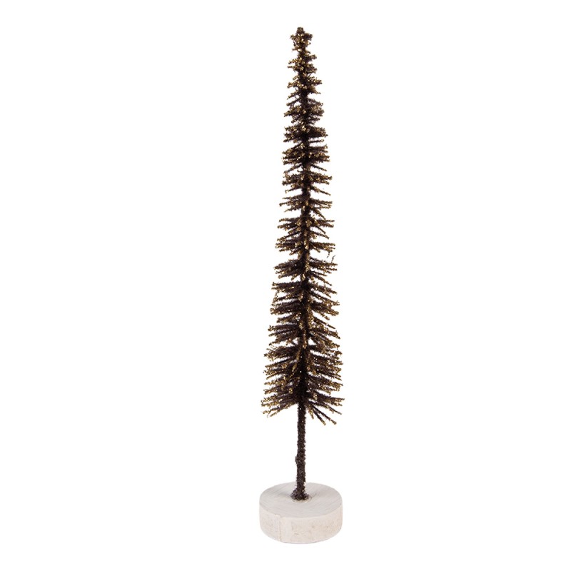 Clayre & Eef Statuetta decorativa di Natale Albero di Natale Ø 5x25 cm Marrone Legno