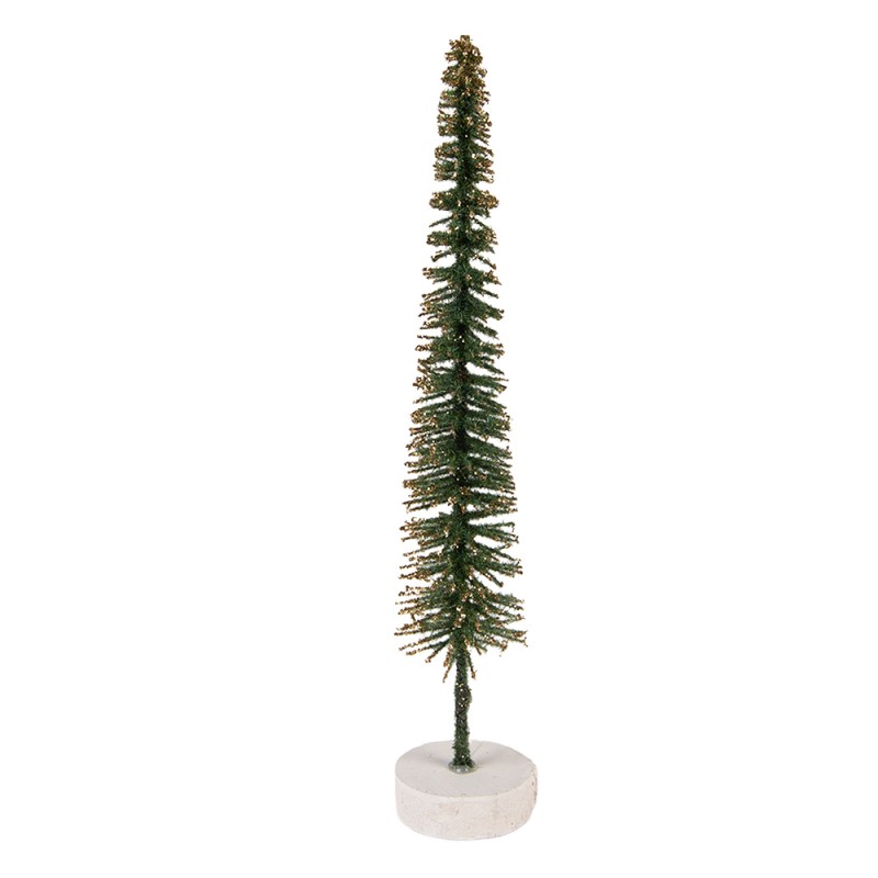 Clayre & Eef Weihnachtsdekorationsfigur Weihnachtsbaum Ø 5x25 cm Grün Holz