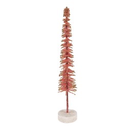 Clayre & Eef Décoration de Noël Image Sapin de Noël Ø 5x25 cm Rose Bois