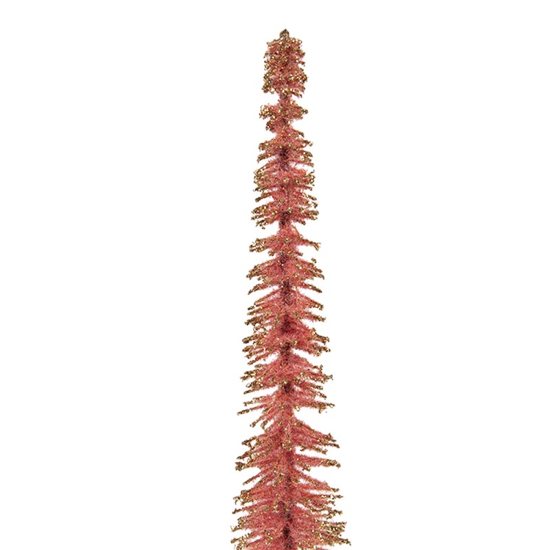 Clayre & Eef Décoration de Noël Image Sapin de Noël Ø 5x25 cm Rose Bois