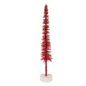 Clayre & Eef Décoration de Noël Image Sapin de Noël Ø 5x25 cm Rouge Bois
