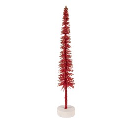 Clayre & Eef Décoration de Noël Image Sapin de Noël Ø 5x25 cm Rouge Bois
