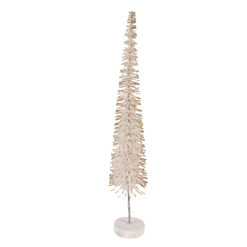 Clayre & Eef Statuetta decorativa di Natale Albero di Natale Ø 8x40 cm Beige Legno