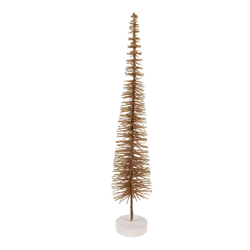 Clayre & Eef Décoration de Noël Image Sapin de Noël Ø 8x40 cm Marron Bois