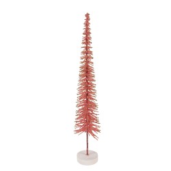 Clayre & Eef Kerstdecoratie Beeld Kerstboom Ø 8x40 cm Roze Hout