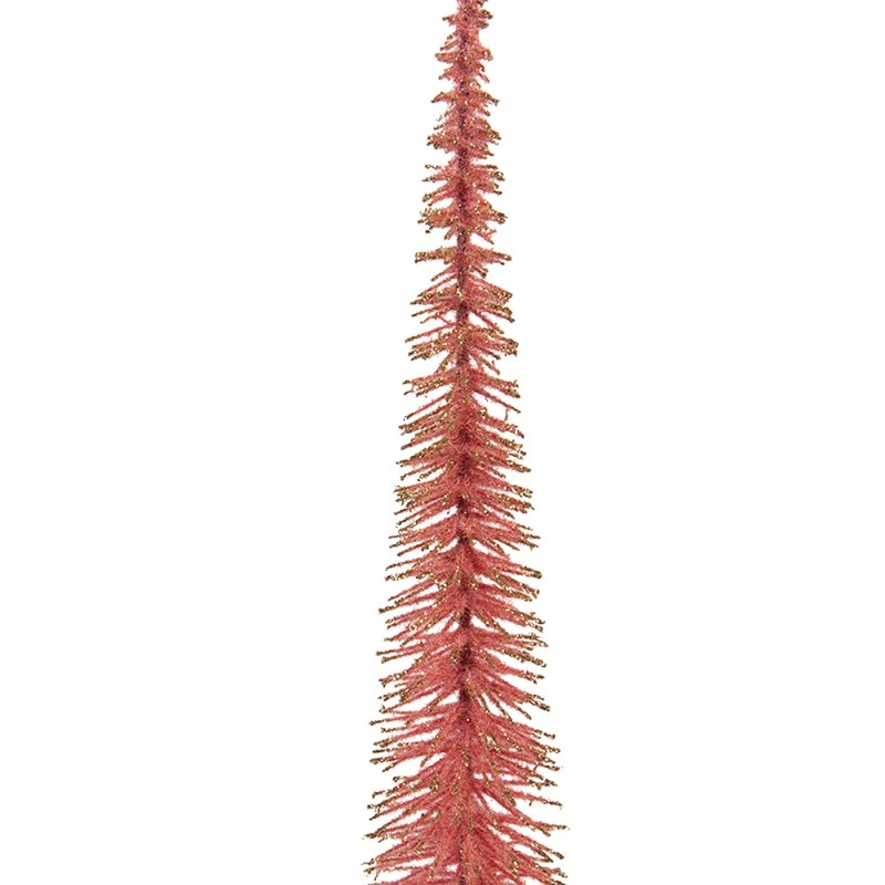 Clayre & Eef Kerstdecoratie Beeld Kerstboom Ø 8x40 cm Roze Hout
