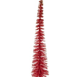 Clayre & Eef Kerstdecoratie Beeld Kerstboom Ø 8x40 cm Rood Hout