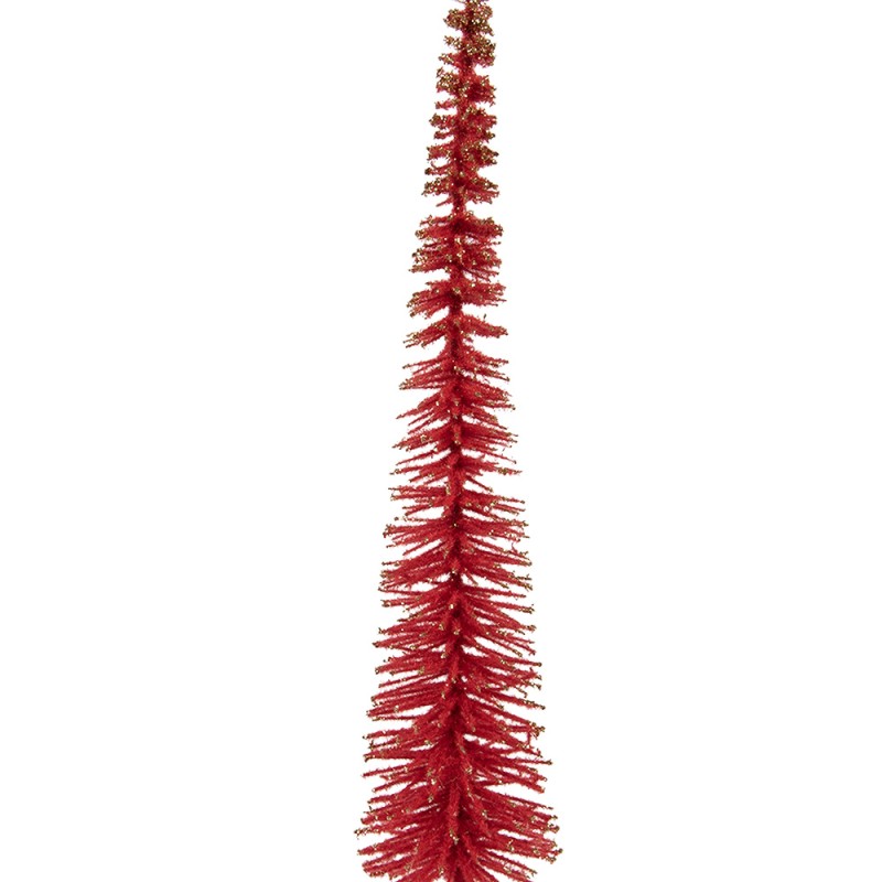 Clayre & Eef Statuetta decorativa di Natale Albero di Natale Ø 8x40 cm Rosso Legno
