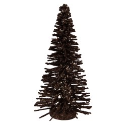 Clayre & Eef Kerstdecoratie Beeld Kerstboom Ø 14x25 cm Bruin Hout