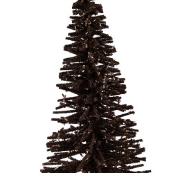 Clayre & Eef Kerstdecoratie Beeld Kerstboom Ø 14x25 cm Bruin Hout