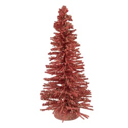 Clayre & Eef Décoration de Noël Image Sapin de Noël Ø 14x25 cm Rose Bois