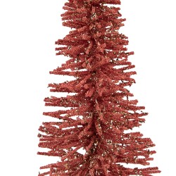 Clayre & Eef Weihnachtsdekorationsfigur Weihnachtsbaum Ø 14x25 cm Rosa Holz