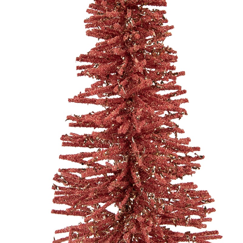 Clayre & Eef Décoration de Noël Image Sapin de Noël Ø 14x25 cm Rose Bois