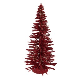 Clayre & Eef Christmas Decoration Figurine Christmas Tree Ø 14x25 cm Red Wood