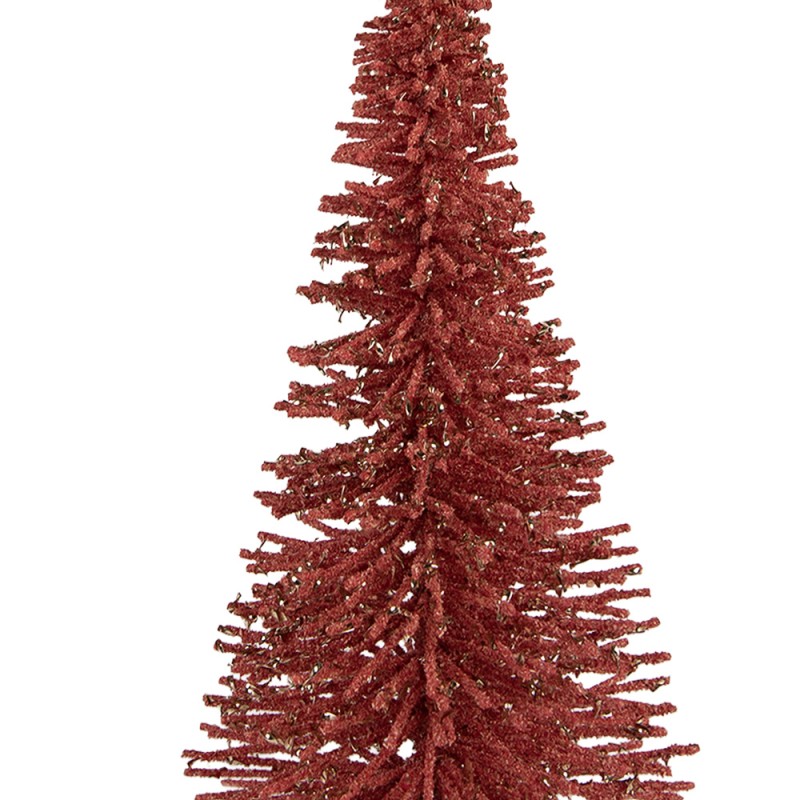 Clayre & Eef Weihnachtsdekorationsfigur Weihnachtsbaum Ø 17x30 cm Rosa Holz