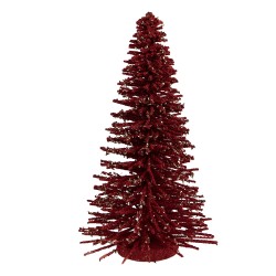 Clayre & Eef Décoration de Noël Image Sapin de Noël Ø 17x30 cm Rouge Bois