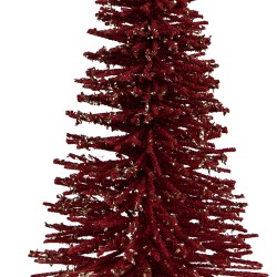 Clayre & Eef Décoration de Noël Image Sapin de Noël Ø 17x30 cm Rouge Bois