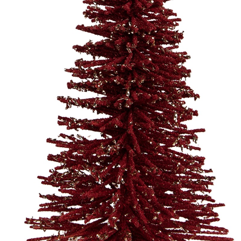 Clayre & Eef Décoration de Noël Image Sapin de Noël Ø 17x30 cm Rouge Bois