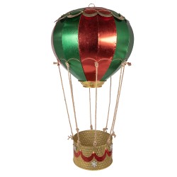 Clayre & Eef Decorazione di Natalizie Mongolfiera Ø 97x160 cm Rosso Metallo