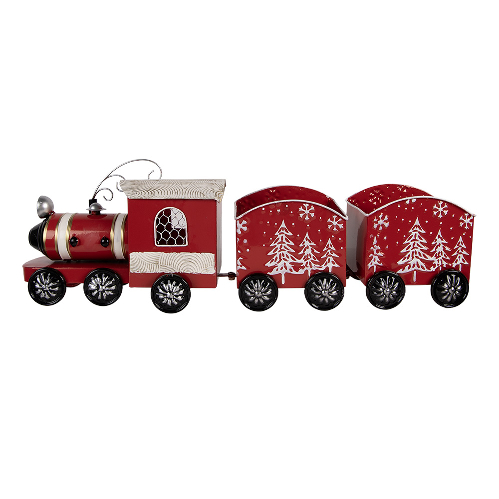 Clayre&Eef Kerstdecoratie Beeld Trein 64x13x21 cm Rood Metaal afbeelding