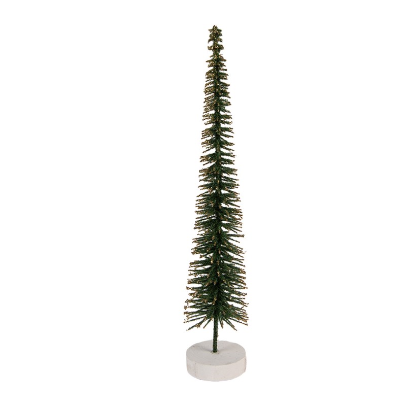 Clayre & Eef Décoration de Noël Image Sapin de Noël Ø 6x30 cm Vert Bois