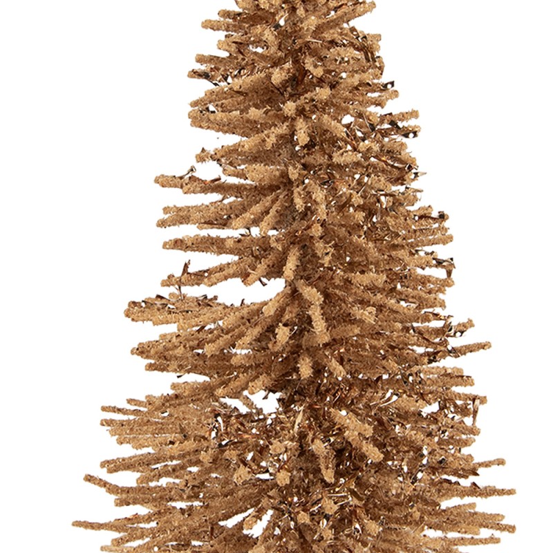 Clayre & Eef Décoration de Noël Image Sapin de Noël Ø 14x25 cm Beige Bois