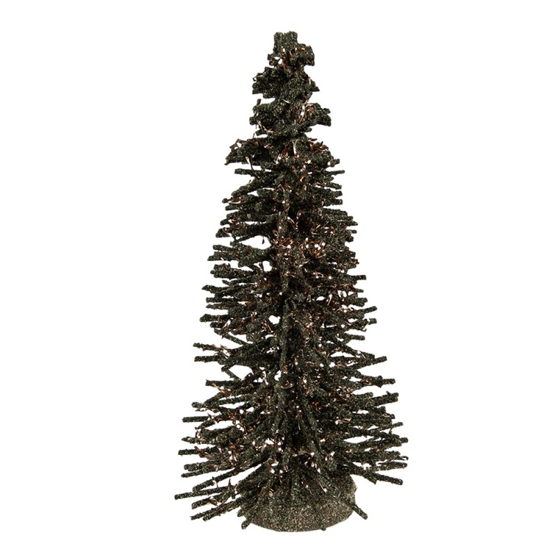 Clayre & Eef Décoration de Noël Image Sapin de Noël Ø 14x25 cm Vert Bois