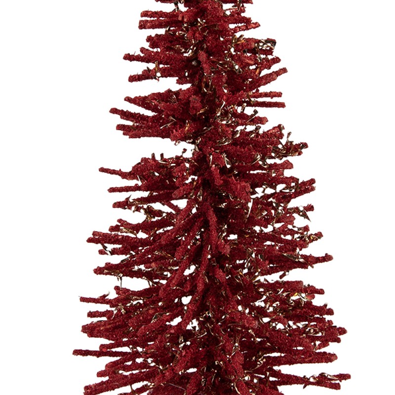 Clayre & Eef Décoration de Noël Image Sapin de Noël Ø 14x25 cm Rouge Bois