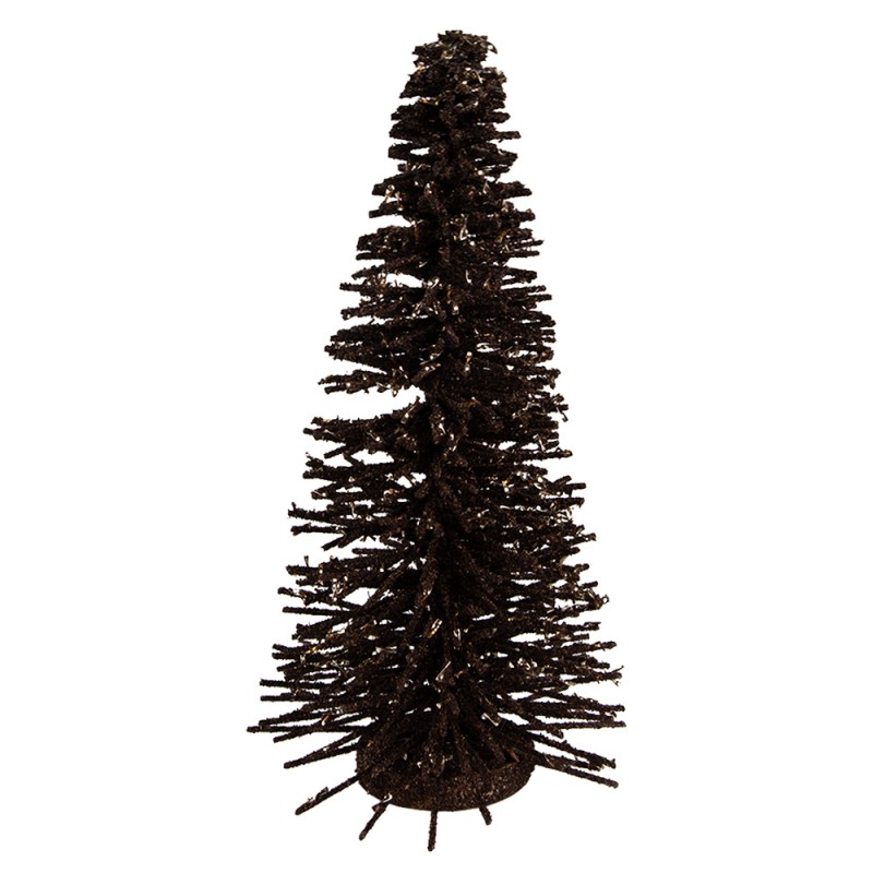 Clayre & Eef Décoration de Noël Image Sapin de Noël Ø 17x30 cm Marron Bois