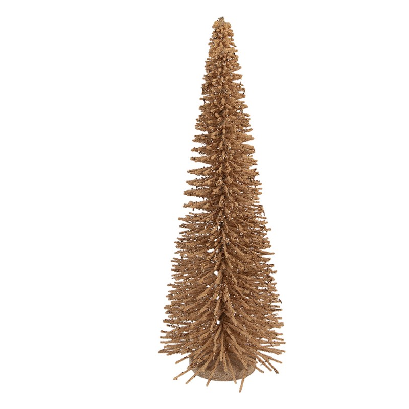 Clayre & Eef Statuetta decorativa di Natale Albero di Natale Ø 20x50 cm Beige Legno