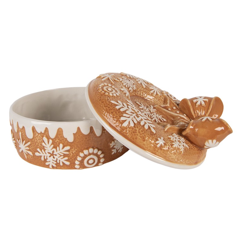 Clayre & Eef Couvercle de pot de stockage Ø 20x13 cm Marron Céramique