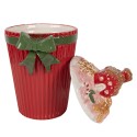 Clayre & Eef Couvercle de pot de stockage 16x14x27 cm Rouge Céramique