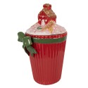 Clayre & Eef Couvercle de pot de stockage 16x14x27 cm Rouge Céramique