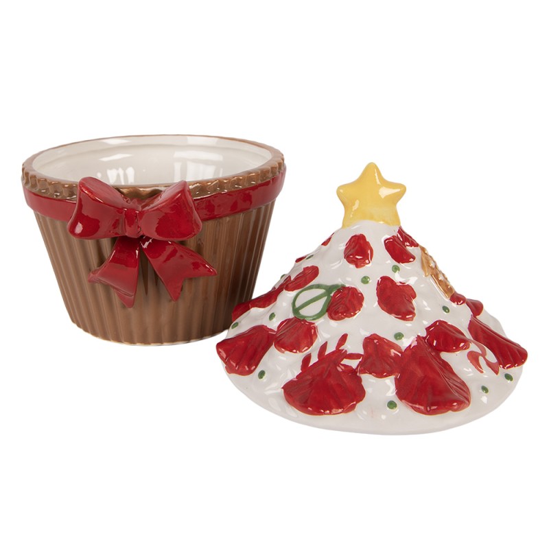 Clayre & Eef Couvercle de pot de stockage 18x16x20 cm Marron Céramique