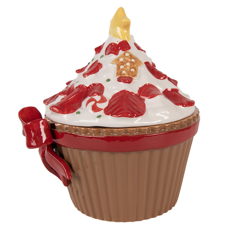 Clayre & Eef Couvercle de pot de stockage 18x16x20 cm Marron Céramique