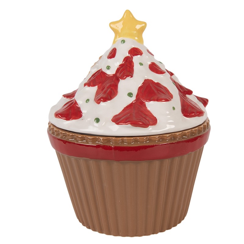 Clayre & Eef Couvercle de pot de stockage 18x16x20 cm Marron Céramique